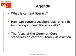 Webinar Content Literacy Instruction and Alignment to the Common Core