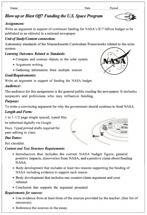 Science Writing Assignment Sample Planning Effective Writing Assignments - Keys to Literacy